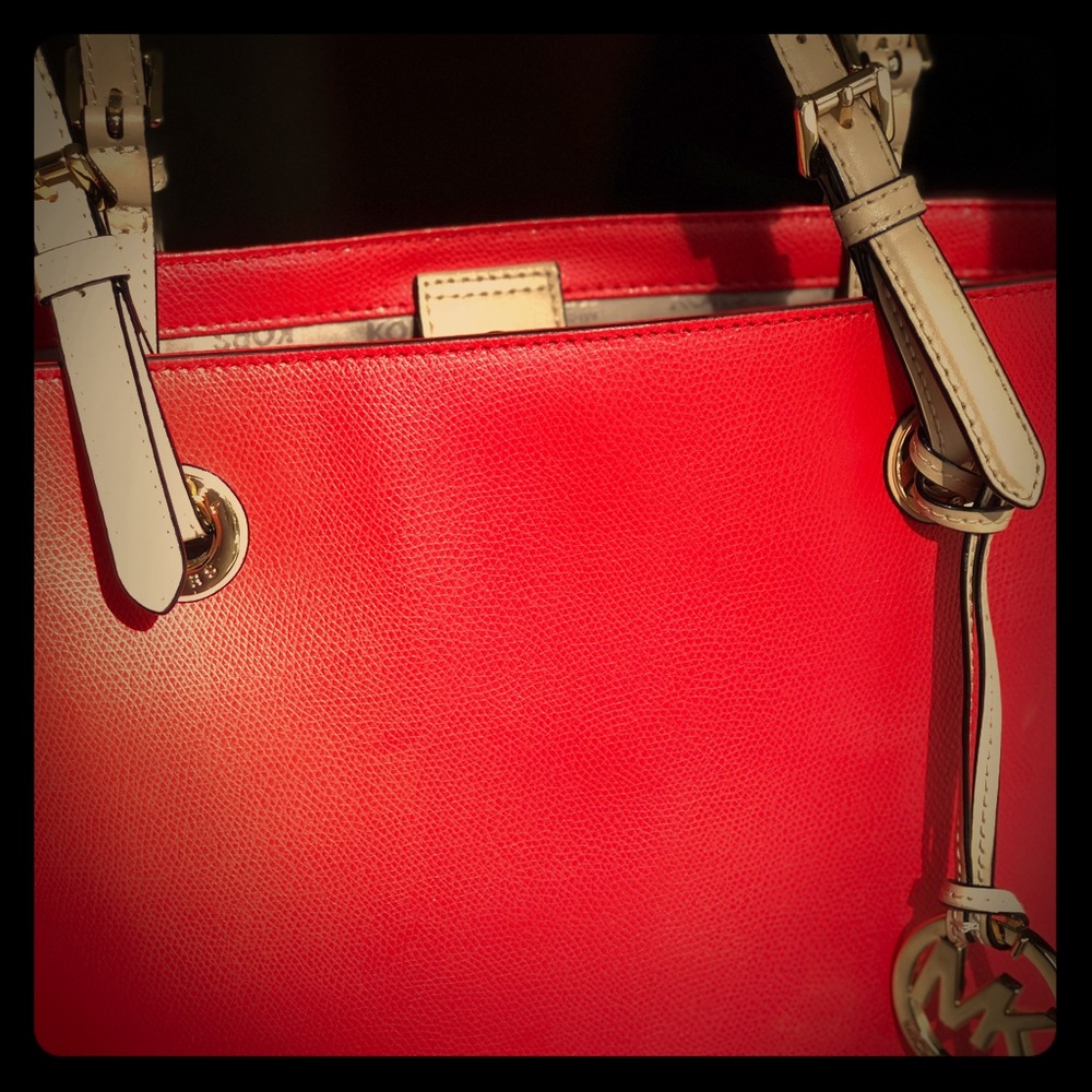 Hot Coral MK Bucket Purse